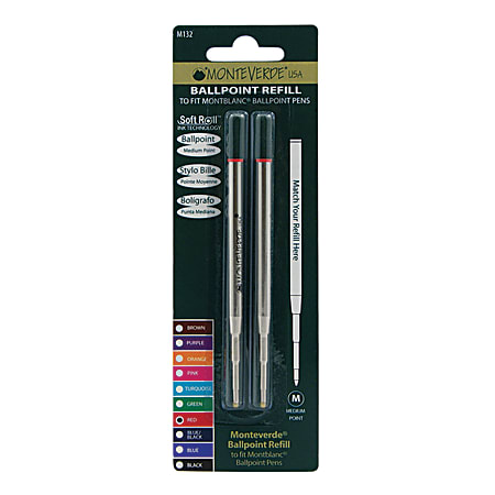 Monteverde® Ballpoint Refills For Montblanc Ballpoint Pens, Medium Point, 0.7 mm, Red Ink, Pack Of 2