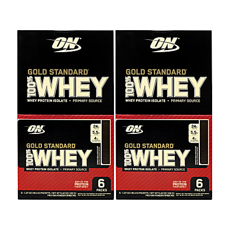 OPTIMUM NUTRITION Gold Standard 100% Whey Protein Double Rich Chocolate, 1.07 oz, 6 Count, 2 Pack