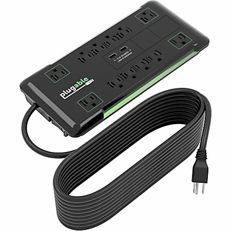 Plugable Surge Protector Power Strip with USB and 12 AC Outlets - Built-in 10.5W 2-Port USB Charger  - PS12USB25