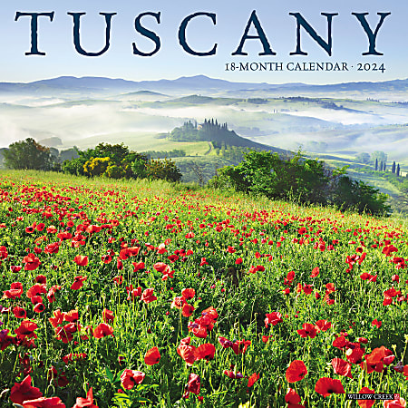 2024 Willow Creek Press Scenic Monthly Wall Calendar, 12" x 12", Tuscany, January To December