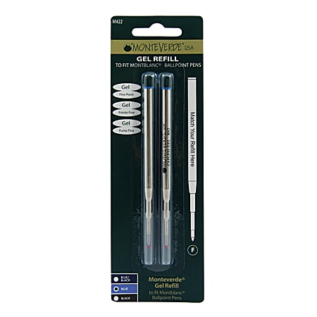 Monteverde® Capless Gel Refills For Montblanc® Ballpoint Pens, Fine Point, 0.5 mm, Blue, Pack Of 2