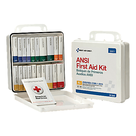 First Aid Only 50-Person First Aid Kit, 10"H x 10"W x 3"D, White