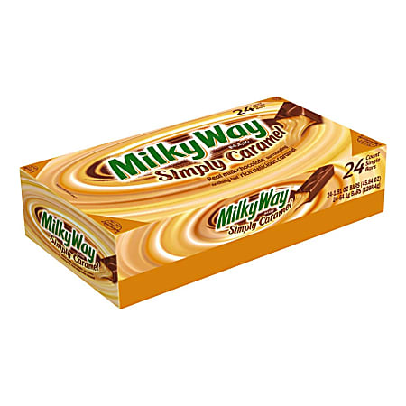 Milky Way Simply Caramel Milk Chocolate Single-Size Candy Bars, 1.91 Oz, Pack Of 24 Bars