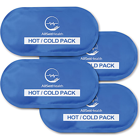 AllSett Health® Reusable Hot And Cold Gel Packs For Injuries, 5-5/16” x 10-7/16”, Blue, Pack Of 4 Gel Packs