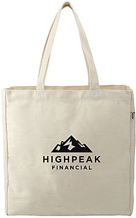 Custom Promotional Hemp Cotton Promotional Carry-All Tote, 14-1/2” x 14-1/2”, Natural
