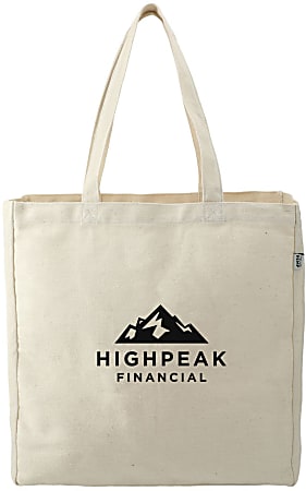 Custom Hemp Cotton Promotional Carry-All Tote, 14-1/2” x 14-1/2”, Natural