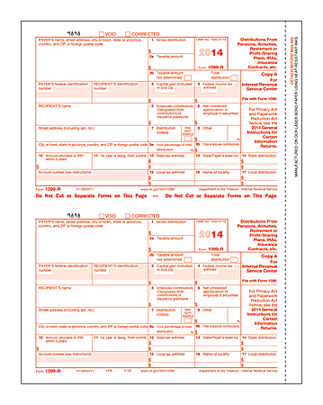 ComplyRight 1099-R Inkjet/Laser Tax Forms, Federal Copy A, 8 1/2" x 11", Pack Of 100 Forms