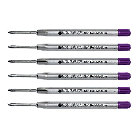 Monteverde® Soft Roll Parker® Style Ballpoint Refills, Medium Point, 0.7 mm, Purple, Pack Of 6