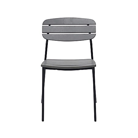 Eurostyle Kalmar Stackable Outdoor Furniture Armchairs, Dark Gray/Black, Set Of 2 Chairs, 90790DKGRY