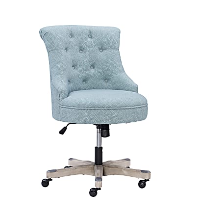 Linon Dallas Fabric Mid-Back Home Office Chair, Light Blue/Grey Washed