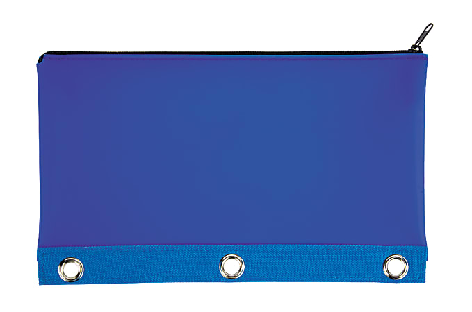 Office Depot® Brand 3-Hole Punched Silicone Pencil Pouch, 10"H x 6"W x 1/2"D, Blue