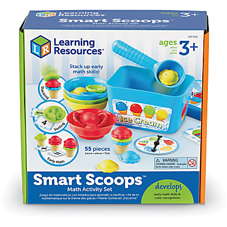 Learning Resources Smart Scoops Math Activity Set - Theme/Subject: Learning - Skill Learning: Mathematics, Counting, Sorting, Sequencing, Twist, Color Identification, Educational, Stacking - 3 Year & Up - 55 Pieces - Multi