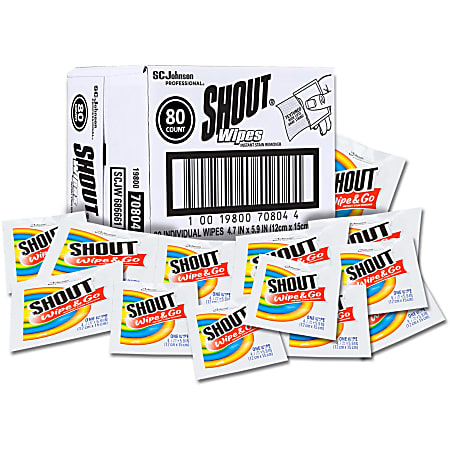 Shout® Wipe & Go Instant Stain Treatment Wipes, Box Of 80