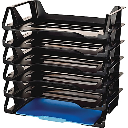 Officemate 26212 Achieva Side Load Letter Tray, Recycled, 6/ PK, Black - 6 Tier(s) - 15"x15.1"x 8.9" Depth - 26212
