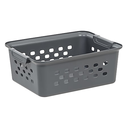 Iris® Plastic Storage Basket, Small, 10-1/4”H x 12-7/16”W x 14-13/16”D, Gray