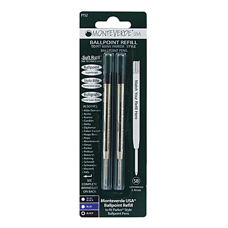 Monteverde Ceramic Gel Ball Pen Refill for Parker - Fine - Black - Pac
