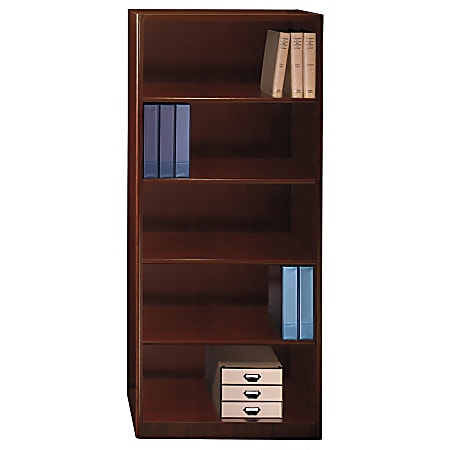 Bush Business Furniture Quantum 5 Shelf Bookcase, 30"W, Harvest Cherry, Premium Installation