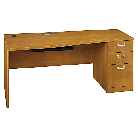 BBF Quantum 72" Right Hand Desk With Pedestal, 30"H x 71 3/8"W x 29 3/8"D, Modern Cherry, Premium Installation Service