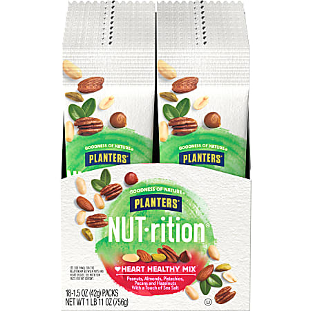 Planters Nut-Rition Heart Healthy Mix, 1.5 Oz, Box Of 18 Packs