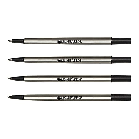 Monteverde® Rollerball Refills For Parker Rollerball Pens, Fine Point, 0.5 mm, Black, Pack Of 4 Refills