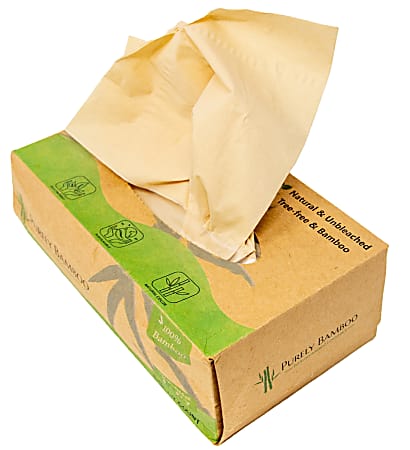 Purely Bamboo Facial Tissues, Beige, 60 Tissues Per Box, Case Of 64 Boxes