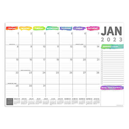 TF Publishing Medium Monthly Desk Pad Calendar 12 x 17 Rainbow January ...