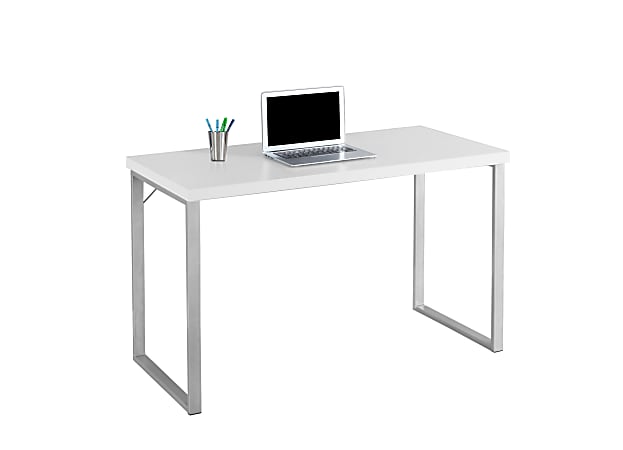 Monarch Specialties Contemporary Computer Desk, White/Silver