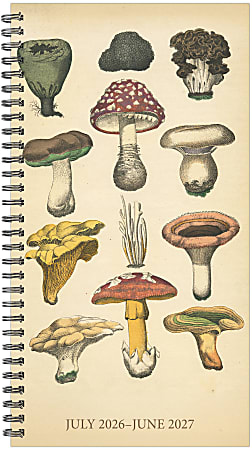 Willow Creek Press Weekly/Monthly Spiral Planner, 6-1/2" x 3-1/2", Fungi Files, July 2026 - June 2027, Total Qty 1