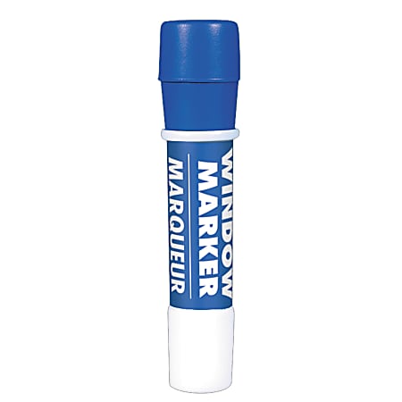 Amscan Window Markers, Broad Point, Blue Barrel, Blue Ink, Pack Of 4 Markers