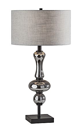 Adesso® Natalie Table Lamp, 28-3/4"H, Light Gray Shade/Black & Smoke Base