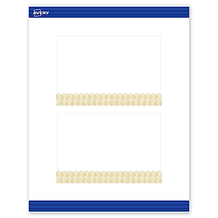 Avery® Printable Postcards With Sure Feed® Technology, 4" x 6", Matte White With Preprinted Gold Lace Trim Pattern, Pack Of 20