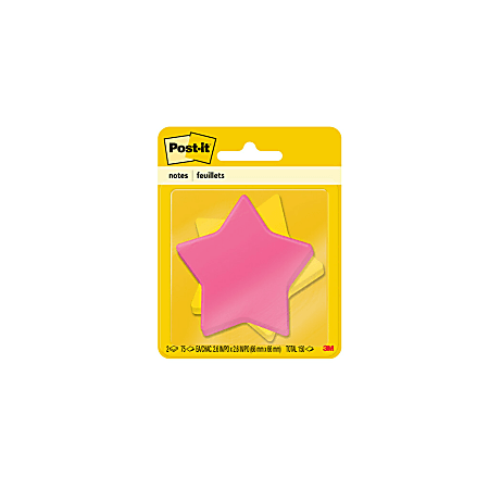 Post-it Notes, Super Sticky Star Shape, 3" x 3", Assorted Colors, Pack Of 2 Pads