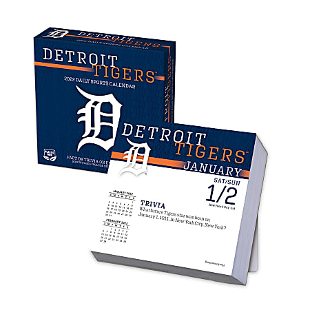 Lang Turner Licensing Boxed Daily Desk Calendar, 5-1/4" x 5-1/4", Detroit Tigers, January To December 2022