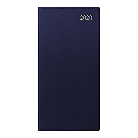 Letts® Signature Weekly/monthly Planner, Sewn Binding With Flexible Leather Cover, 3-1/4" X 6-5/8", Blue, January To December 2020