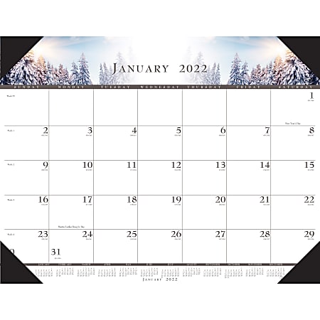 House Of Doolittle® Illustrated Desk Pad Calendar, 22" x 17", January 2022 To December 2022