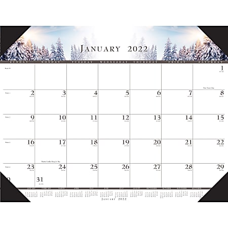 House of Doolittle Recycled Illustrated Desk Pad Calendar - Julian Dates - Monthly - January 2022 till December 2022 - 1 Month Single Page Layout - 22" x 17" Sheet Size - 2.38" x 2.88" Block - Desk Pad - White