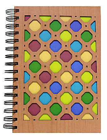 Inkology Laser Cut Journals, 5-7/8" x 8-1/4", College Ruled, 192 Pages (96 Sheets), Wood Dots, Pack Of 6 Journals