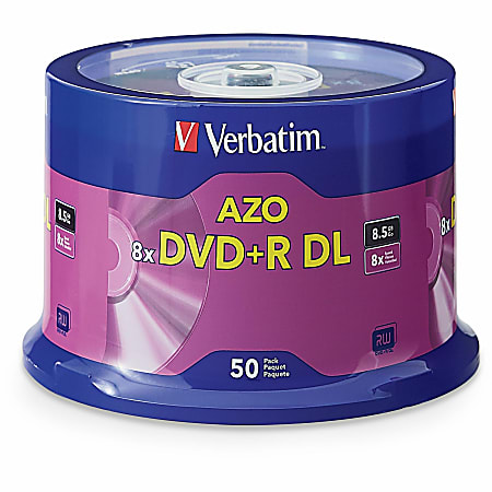 Verbatim® DVD+R DL Branded Surface Spindle, 8.5GB, Pack Of 50