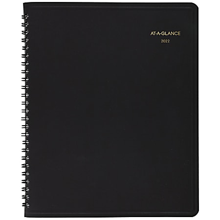 AT-A-GLANCE® Weekly/Monthly Planner, 7" x 8-3/4", Black, January To December 2022, 7065005