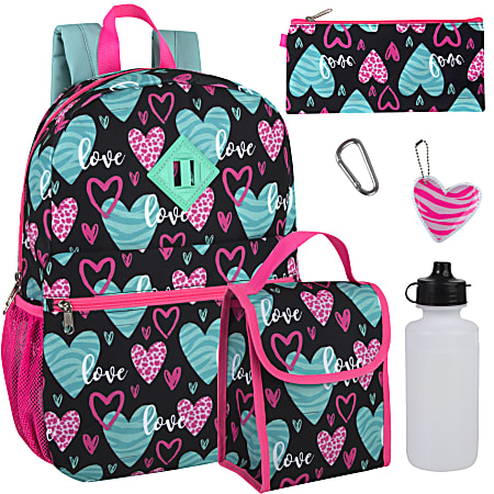 Trailmaker 6-In-1 Backpack Set, Hearts