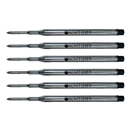 Monteverde® Ballpoint Refills For Sheaffer Ballpoint Pens, Medium Point, 0.7 mm, Black, Pack Of 6 Refills