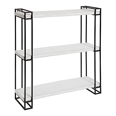 Kate and Laurel Lintz Floating Wall Shelves, 30-1/2"H x 26"W x 7-1/4"D, White