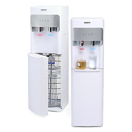 Igloo 3- & 5-Gallon Hot/Cold Bottom-Load Water Dispenser, 41-1/4”H x 12-1/4”W x 14-1/4”D, White