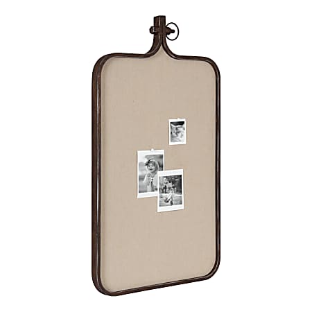 Kate and Laurel Yitro Non-Magnetic Framed Fabric Pinboard, 20&rdquo; x 35&rdquo;, Tan, Bronze Metal Frame