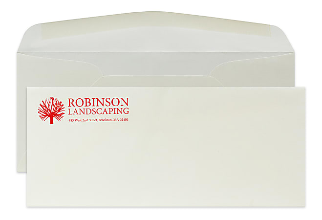 Gummed Seal, Stationery Envelopes, 4-1/8" x 9-1/2",  1-Color Flat Print, Custom #10, 24 lb. CLASSIC CREST® Natural White, Box Of 250