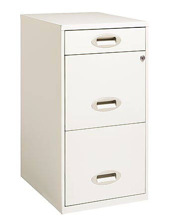Realspace® 18"D Vertical 3-Drawer File Cabinet, Metal, Pearl White