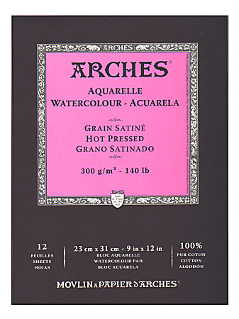Arches® Watercolor Pads, 9" x 12", Hot-Pressed, 140