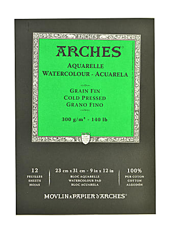 Arches® Watercolor Pads, 9" x 12", Cold-Pressed, 140 Lb, White, Pack Of 2