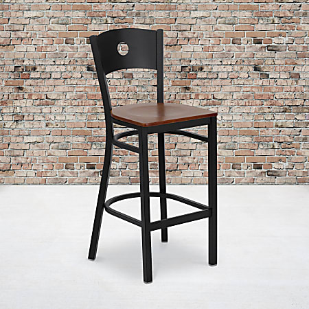 Flash Furniture Circle Back Metal Restaurant Bar Stool, Cherry/Black