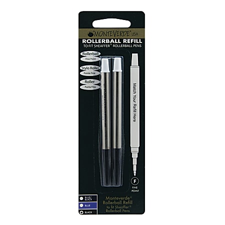 Monteverde® Rollerball Refills For Sheaffer Rollerball Pens, Fine Point, 0.5 mm, Black, Pack Of 2 Refills